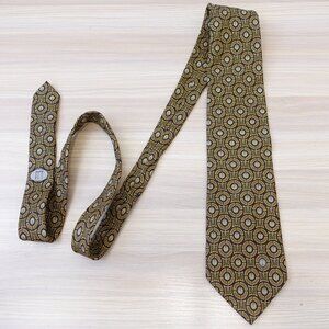 Dunhill Neck Tie Mens Blue Silk Necktie Gold Print Italian Art Nouveau ITALY‎